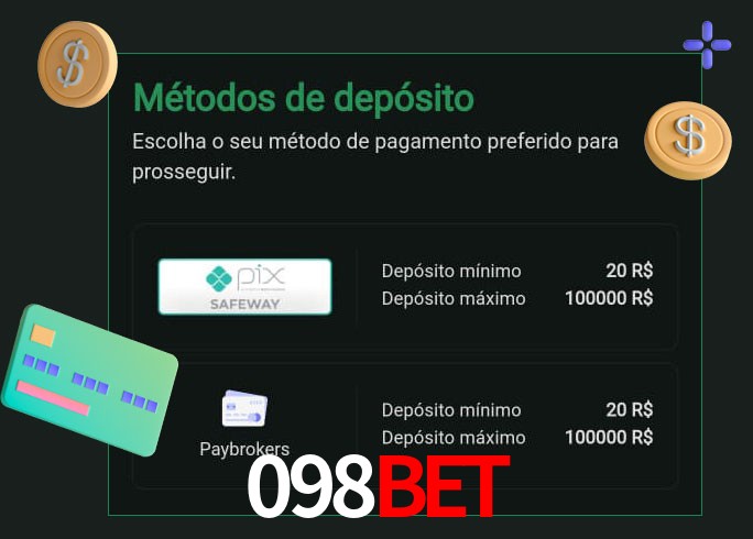 O cassino 098bet oferece uma grande variedade de métodos de pagamento